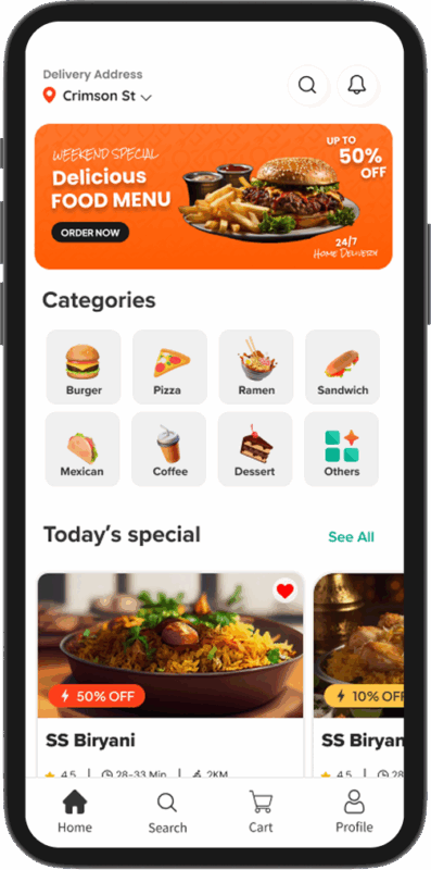 Talabat Clone App Home Screen