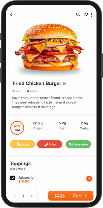 Talabat Clone App food screen
