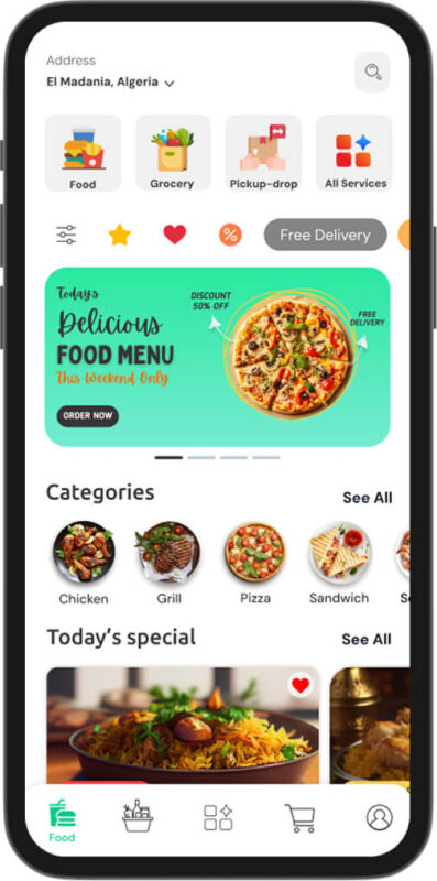 Careem clone app home screen