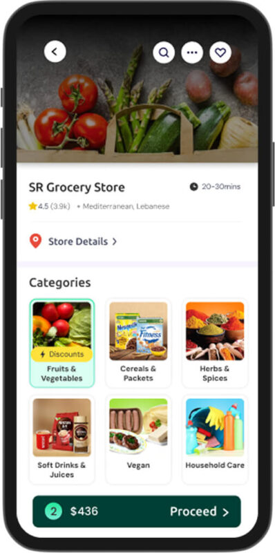 Customer ordering food and groceries via Careem clone app